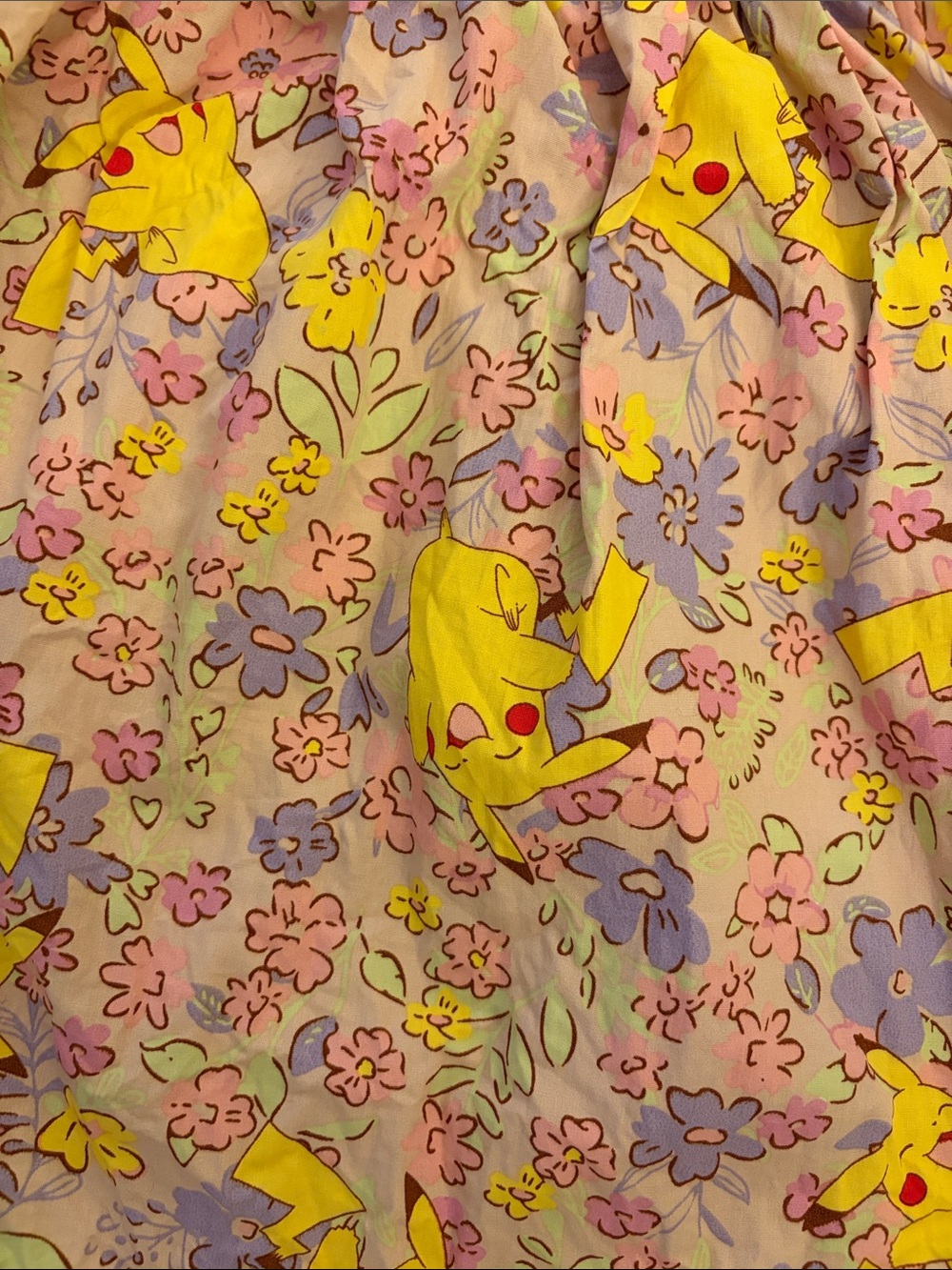Pokemon Yellow and Lavender Floral Pikachu Kids Casual Dress - Picture 2 of 4